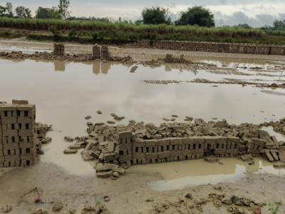 रौतहटमा वर्षा र हावाहुरीको असर: चार करोड बराबरको काँचो इँट्टा नष्ट