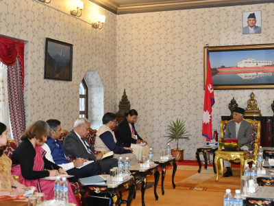 राष्ट्रपति पौडेल र भारतीय विदेश सचिवबीच शिष्टाचार भेट